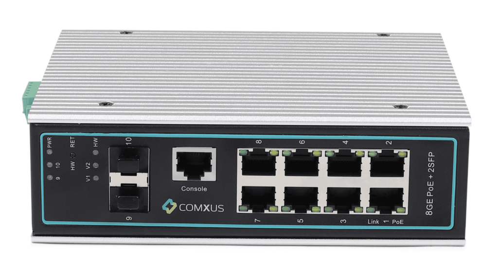 8 Port Managed Industrial Grade PoE Switch With 2 Giga Uplink SFP