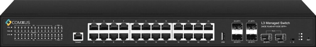 24 Port Managed Stackable Switch with 6 SFP+ Uplinks