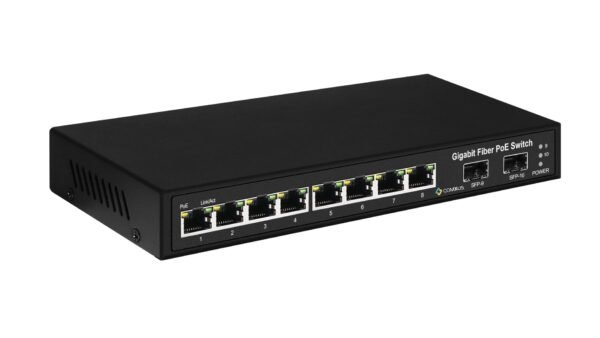 Comxus 8 port network poe switch side view
