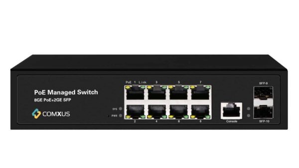 8 Port Managed PoE Switch With 2 Giga Uplink SFP