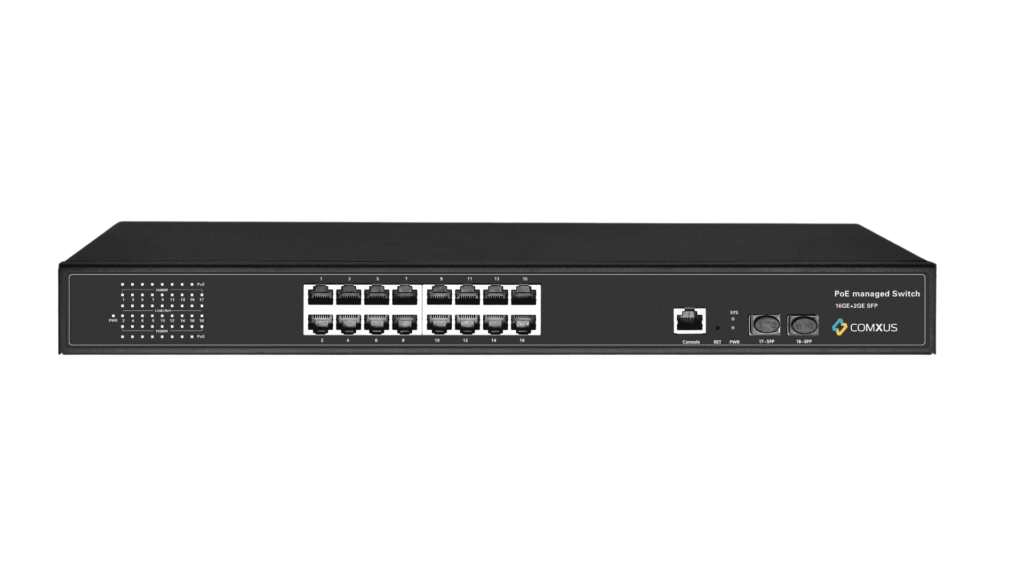 comxus 16 Port Network Managed PoE Switch with 2 Gigabit Uplink SFP
