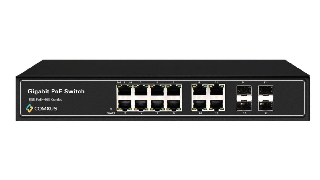 Comxus 8 Port Unmanaged PoE Network Switch with 4G Uplink SFP