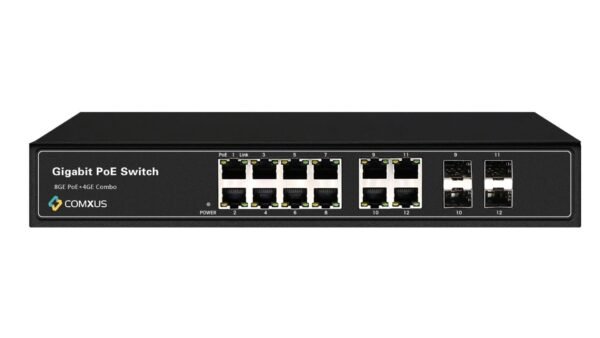 Comxus 8 port network poe switch with 4 combo ports