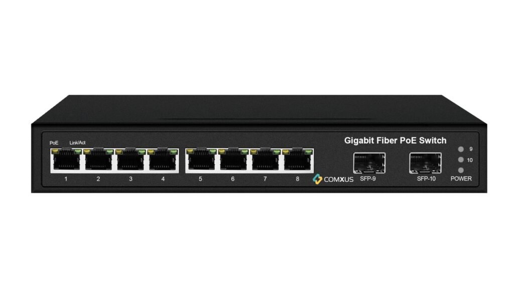 Comxus 8 Port Unmanaged PoE Network Switch with 2G Uplink SFP