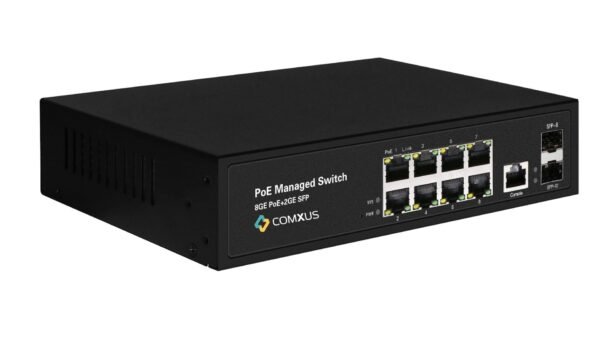 l2 8 port switch with 2 sfp side view