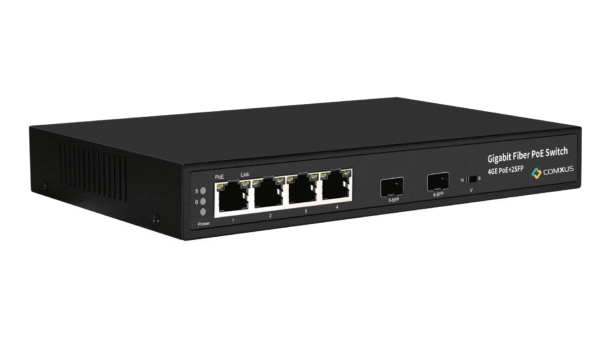 Comxus 4 port network poe switch side view