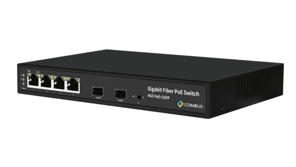 Comxus 4 port network poe switch side view