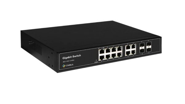 Comxus 8 port network switch with 4 combo SFP ports side image
