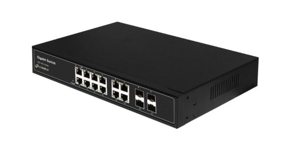 Comxus 8 port network switch with 4 combo SFP ports side 1 image