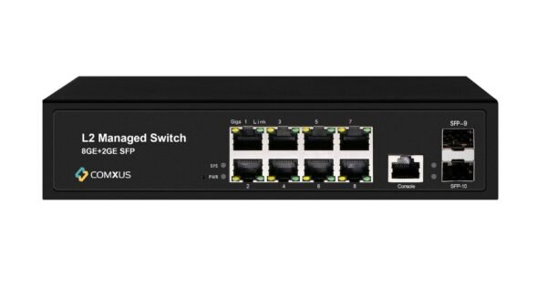 comxus 8 port network managed switch with 2 sfp port front image