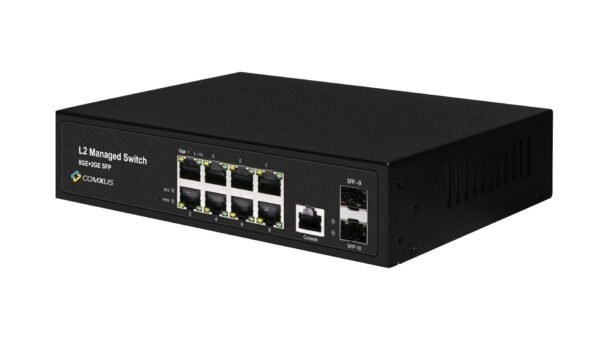 comxus 8 port network managed switch with 2 sfp port side image