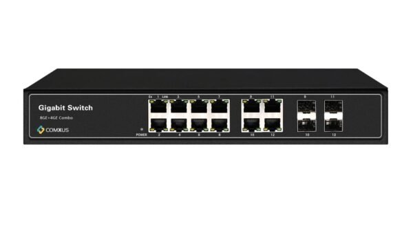 Comxus 8 port network switch with 4 combo SFP ports front image