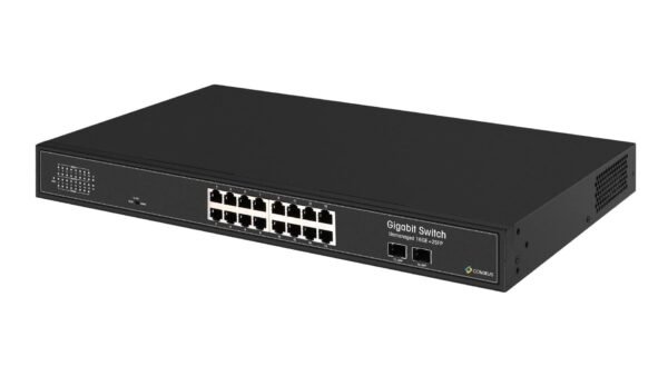 Comxus 16 port network switch with 2 sfp port side