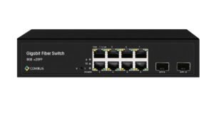 Comxus 8 port network switch with 2 sfp uplink port side front