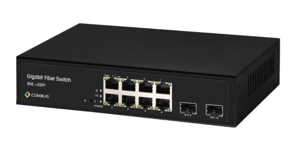 Comxus 8 port network switch with 2 sfp uplink port side image