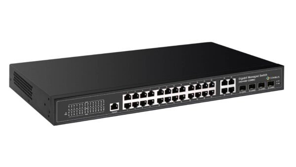 Comxus 24 L3 poe network switch with 4 sfp port side