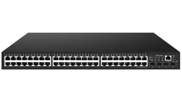 Comxus 48 port network poe switch with 4 10G uplink sfp front image