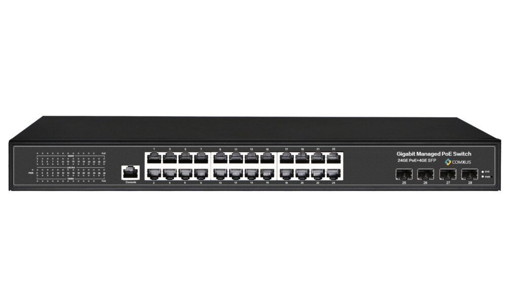 24 Port Managed PoE Network Switch with 4 Gigabit Uplink SFP